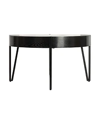 Storied Home Astoria 31" Wood Round Side Coffee Table with Metal Hairpin Legs