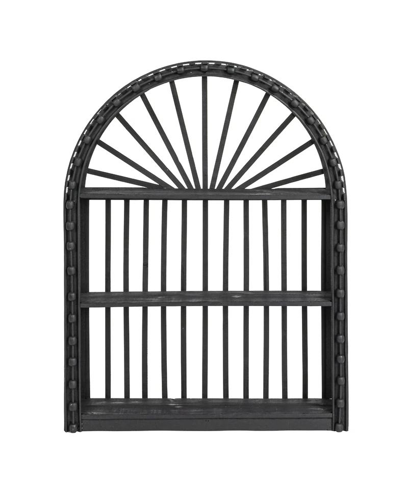 Storied Home 22" Arched Bamboo and Wood Wall Shelf