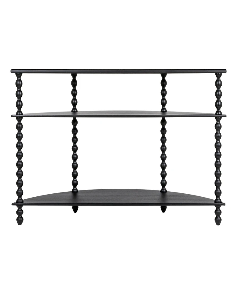 Storied Home 47" Wood 3-Tier Curved Accent Table with Beveled Shelves and Doweled Legs