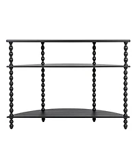 Storied Home 47" Wood 3-Tier Curved Accent Table with Beveled Shelves and Doweled Legs
