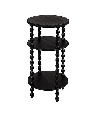 Storied Home Bobbin Leg 15" Wood Round Accent Table