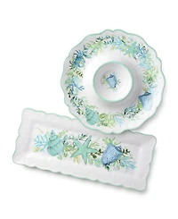 Certified International Sea Glass Chip-and-Dip Tray and Rectangular Platter, 2-Pc. Set