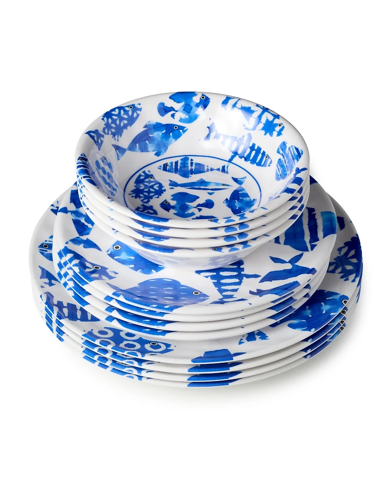 Certified International Fish Tale 12-Piece Dinnerware Set, Service for 4