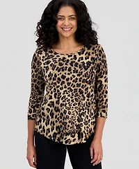 Jm Collection Women's Printed Scoop-Neck 3/4-Sleeve Top, Created for Macy's