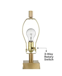 360 Lighting Arabella 25 High Geometric Modern 3-Way Table Lamps Set of 2 Gold Finish Shade Living Room Bedroom Bedside House