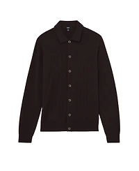 Reiss Men's Wool Stitch-Detail Button Sweater