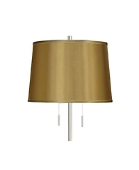 360 Lighting Abba Modern 65" Tall Standing Floor Lamp Twin Pull Chain Metal Brushed Steel Finish Drum Sydnee Shade
