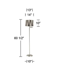 360 Lighting Druckman Modern 60 1/2" Tall Standing Floor Lamp Adjustable Swing Arm Metal Brushed Nickel Finish Drum Stripe Shade