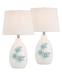 360 Lighting Novalis 24" High Flower Ceramic Table Lamp Set of 2