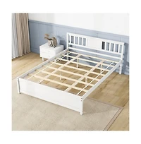 Gouun Wooden Platform Bed with Headboard and Wood Slat Support