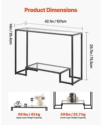 Gouun 2 Tier Glass Console Table with Metal Frame for Entryway