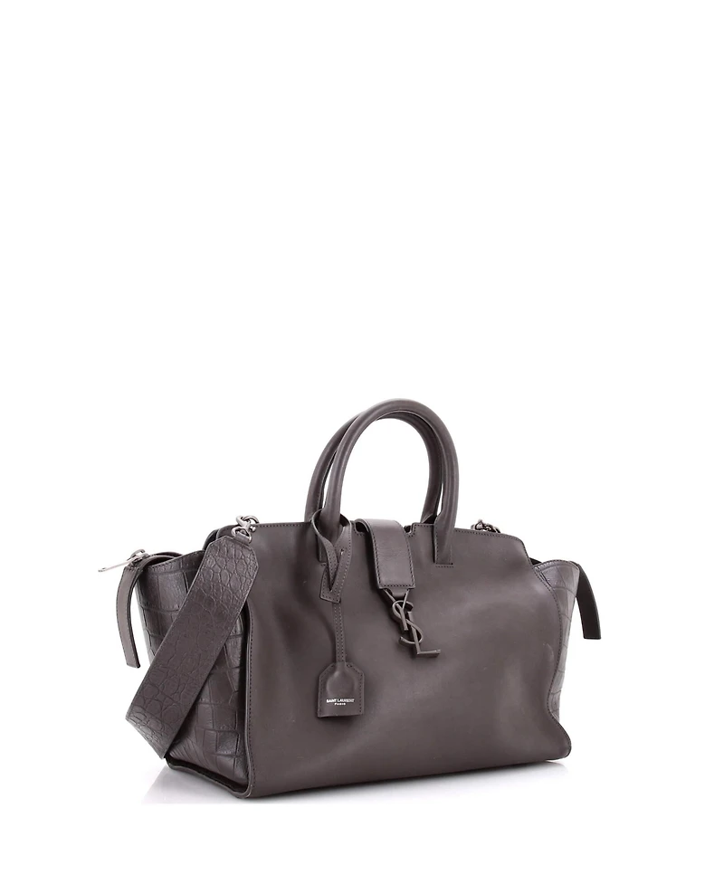 Pre-Owned Saint Laurent Small Monogram Cabas Downtown Leather with Embossed Leather