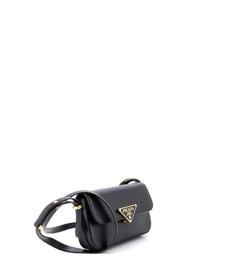 Pre-Owned Prada East West Embleme Triangle Logo Flap Bag Soft Calfskin