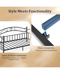 Gouun Twin Size Metal Daybed Frame with Headboard for Bedroom
