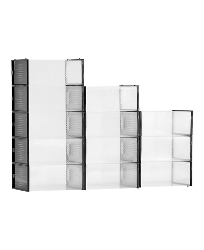 Gouun 12-Pack Clear Stackable Shoe Storage Boxes