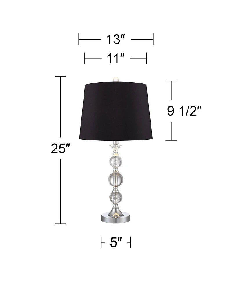 360 Lighting Solange 25" High Modern Luxe Table Lamps Set of 2 Metal Stacked Crystal for Living Room Bedroom