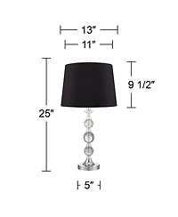 360 Lighting Solange 25" High Modern Luxe Table Lamps Set of 2 Metal Stacked Crystal for Living Room Bedroom