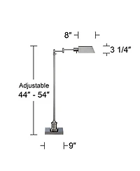 Regency Hill Jenson Traditional 54" Tall Pharmacy Floor Lamp with Smart Socket Brushed Nickel Adjustable Swing Arm for Living Room Reading