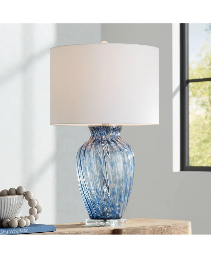 360 Lighting Electra 27 3/4" Tall Modern 3-Way Table Lamp Finish Art Glass Single Shade Living Room Bedroom Bedside House