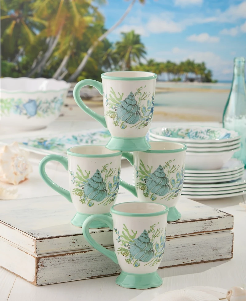 Certified International Sea Glass Ceramic Mugs, Set of 4