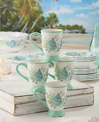 Certified International Sea Glass Ceramic Mugs, Set of 4