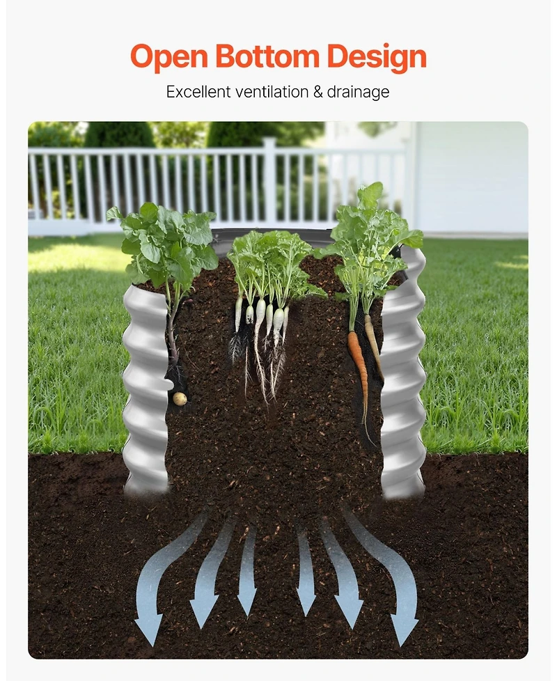 Gouun Oval Metal Raised Garden Bed, Galvanized Planter Box with Open Bottom