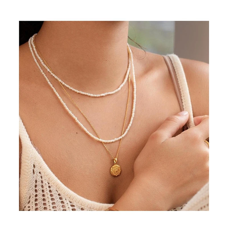 Mantra I Am Abundant Pearl Chain sterling silver