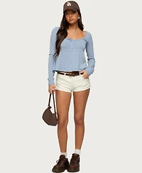 Edikted Women's Sare Striped Babydoll Henley Top