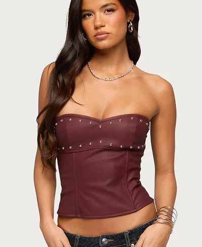 Edikted Women's Izara Studded Faux Leather Corset