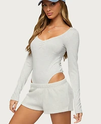 Edikted Womens Jonah Long Sleeve V Neck Bodysuit