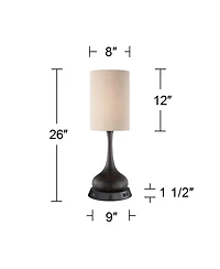 360 Lighting Modern Table Lamp with Dimmable Usb and Outlet Workstation Base 24.5" High Bronze Tan Fabric Cylinder for Living Room Desk Bedroom