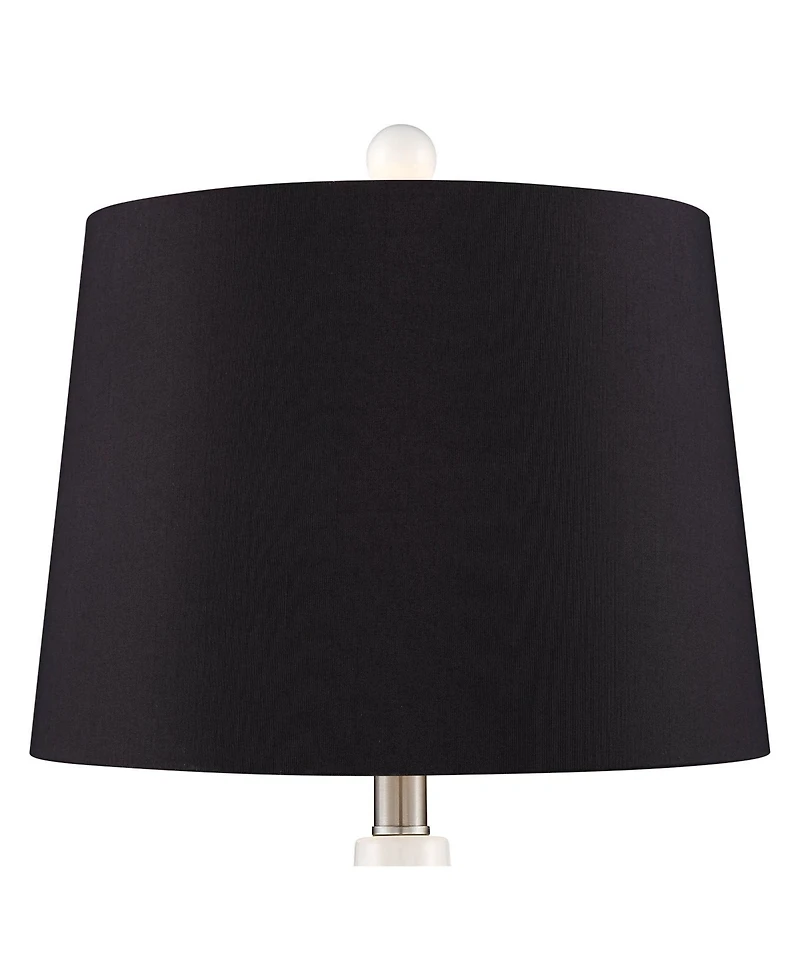 360 Lighting Jane Modern Table Lamps 25" High Set of 2 Ceramic with Faux Silk Drum Shade for Bedroom Living Room Home Bedside Nightstand Office