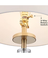 Vienna Full Spectrum Alfred " High Soft Brass and Crystal Column Table Lamp Set of 2