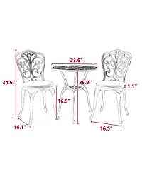 Clihome Patio Bistro Sets 3 Piece Outdoor Cast Aluminum Set