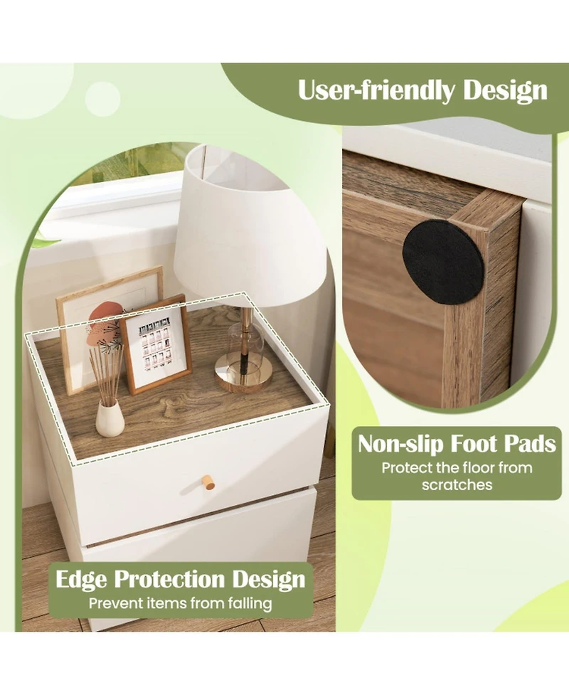 Gouun 2-Drawer Modern Nightstand with Storage for Bedroom