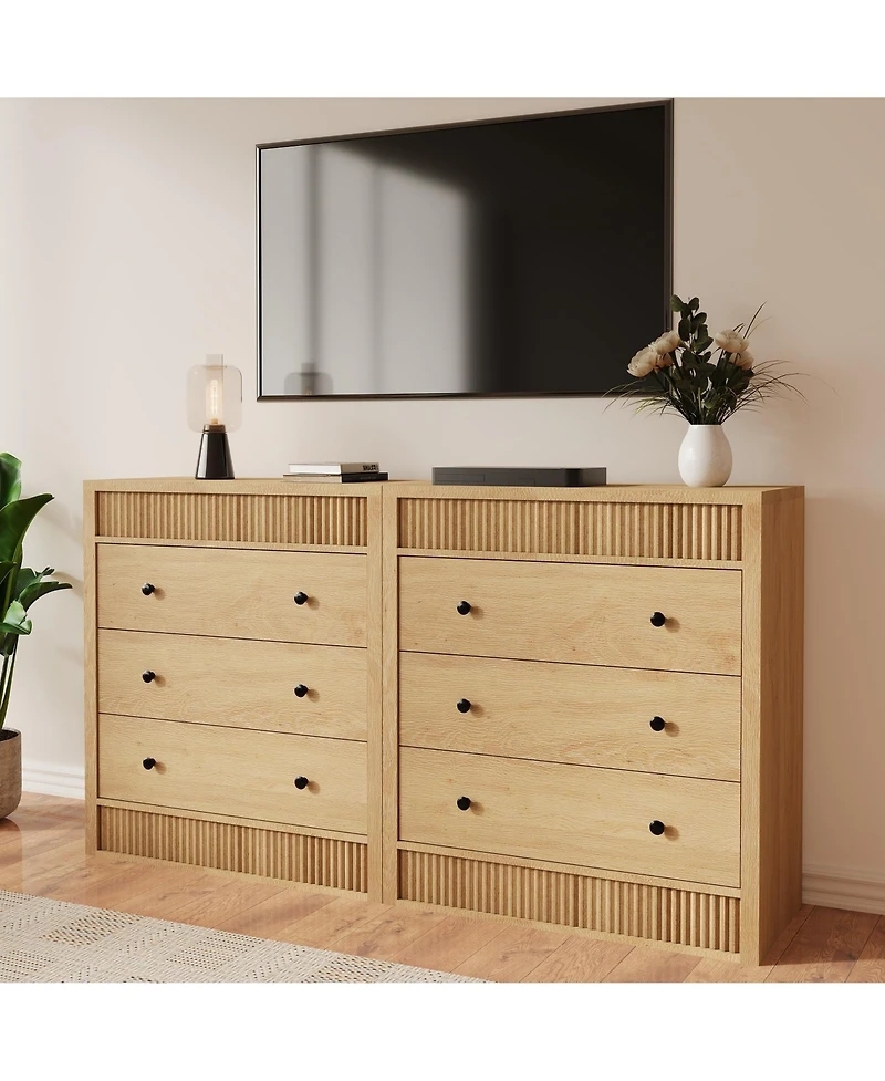 gaomon Drawer Dresser for Bedroom, Wide Fluted Chest of Drawers