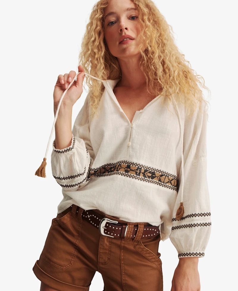 Sanctuary Women's Embroidered Long-Sleeve Blouse