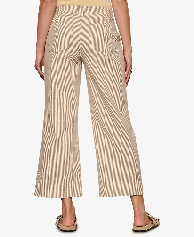 Sanctuary Women's Cropped Lily Stripe Wide-Leg Cotton Trousers
