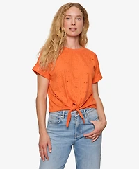 Sanctuary Women's Eyelet All Day Tie Crewneck T-Shirt