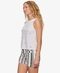 Sanctuary Women's Campari Embellished Crewneck Cotton Tank Top