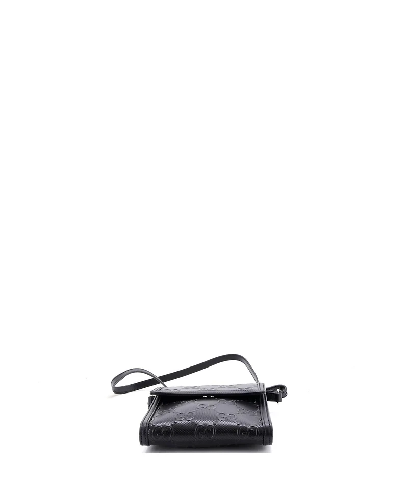 Pre-Owned Gucci Small Flap Crossbody Bag Gg Embossed Perforated Leather