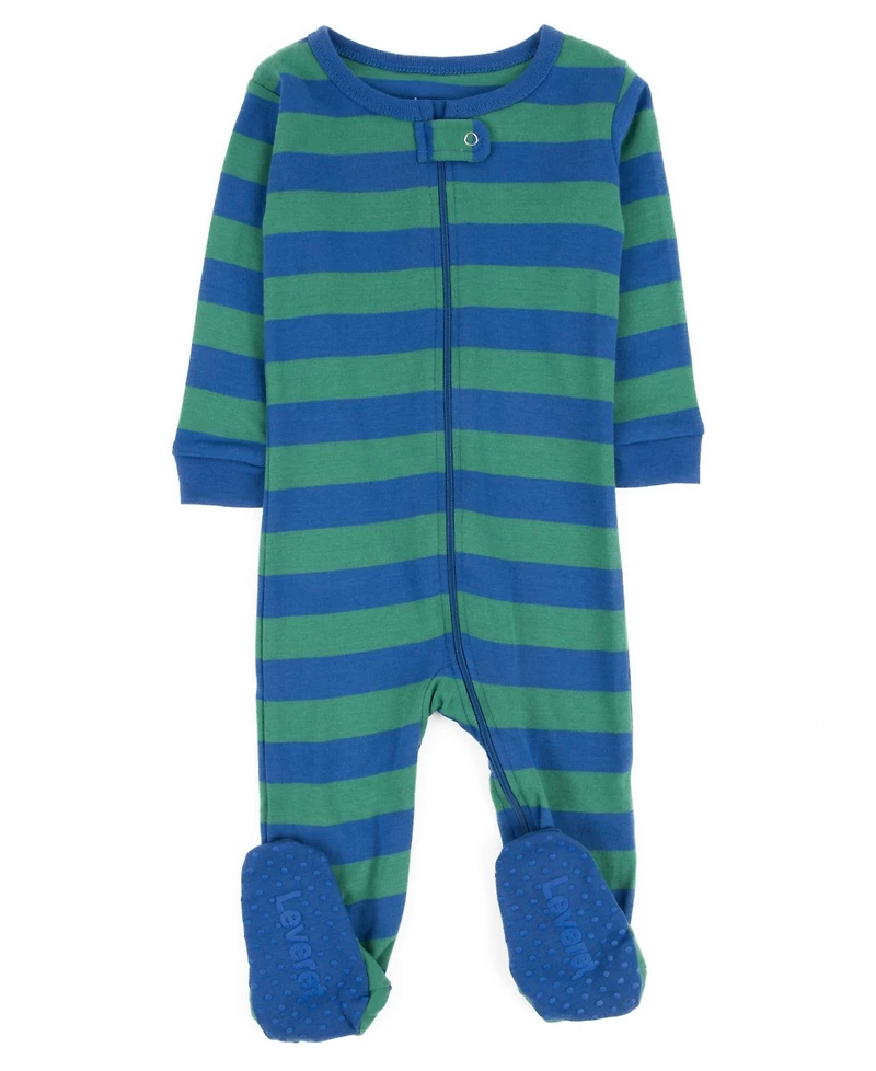 Leveret Toddler Matching Family Footed Cotton Striped Pajamas 2T-5T
