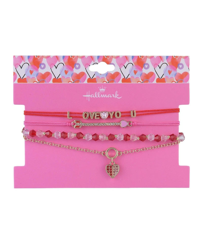 Hallmark Glass Stone Valentine s Day Bracelet Set Brass