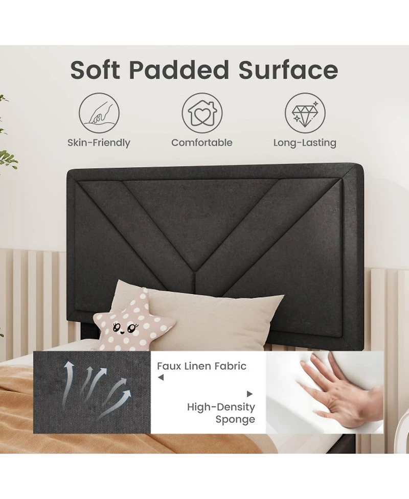 Gouun Linen Upholstered Bed Frame with Tufted Headboard