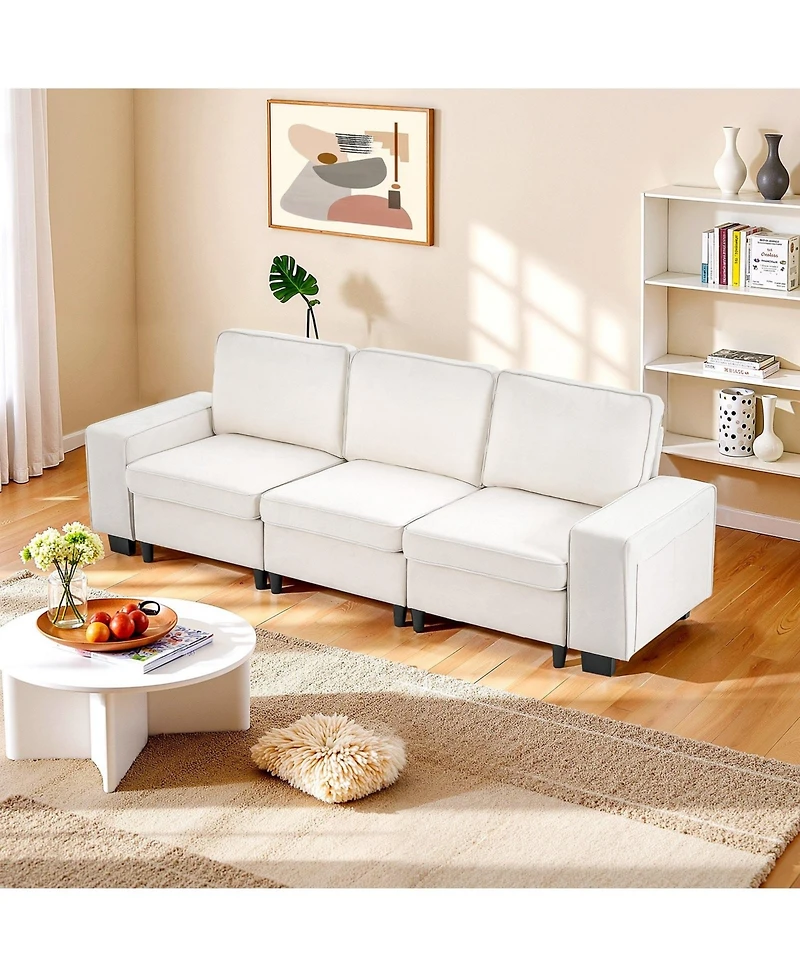 Gouun 100 in Modular 3-Seater Sofa with Deep Seats, Hidden Storage, and Velvet Upholstery