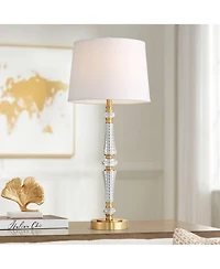 Vienna Full Spectrum Gracie 32" High Brass and Crystal 3-Way Table Lamp