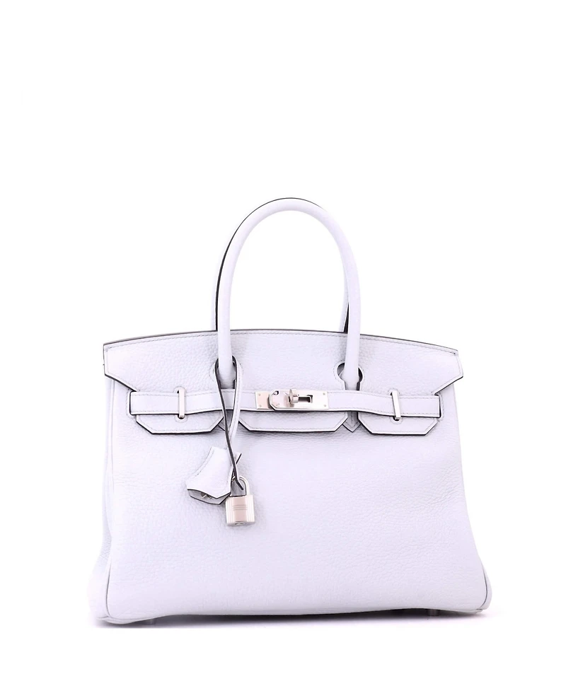 Pre-Owned HERMES Birkin 30 Handbag Blue Clemence with Palladium Hardware