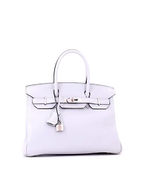 Pre-Owned HERMES Birkin 30 Handbag Blue Clemence with Palladium Hardware