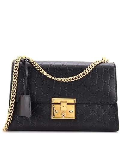 Pre-Owned Gucci Medium Padlock Shoulder Bag Guccissima Leather