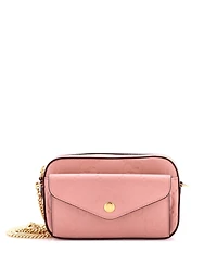 Pre-Owned Gucci Super Mini Front Pocket Chain Shoulder Bag Jumbo Gg Embossed Leather